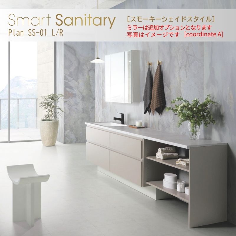 アイカ スモーキーシェイドスタイル Plan SS-01L/R - 洗練されたデザイン洗面台 (D530 W2700)