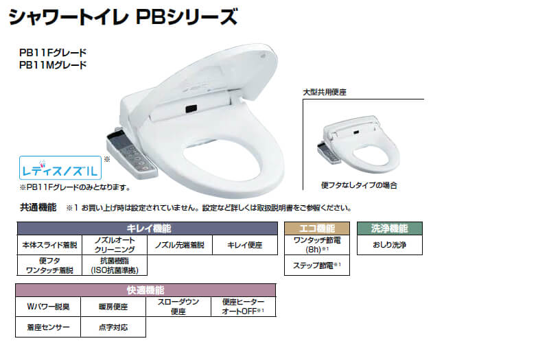 温水洗浄便座 シャワートイレPBシリーズ 洗浄壁リモコン(発電式)なし フルオート/リモコン便器洗浄付 フラッシュバルブ式便器用 CW-PB11FQ-NE  LIXIL/INAX | リフォームおたすけDIY