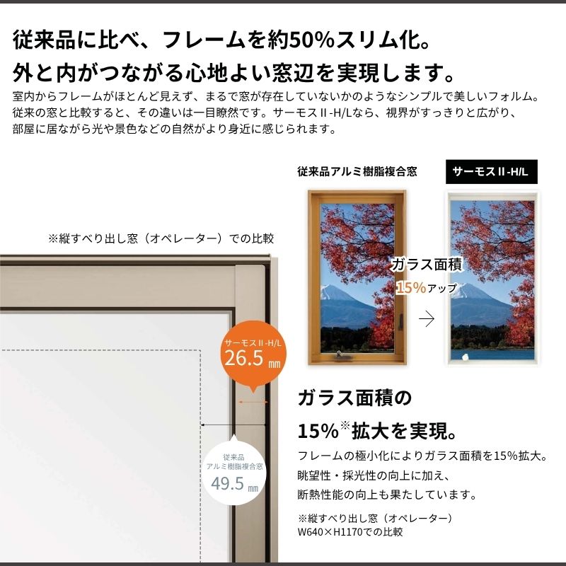 縦すべり出し窓 オペレーター サーモスL 特注 W551~649×H571~770mm