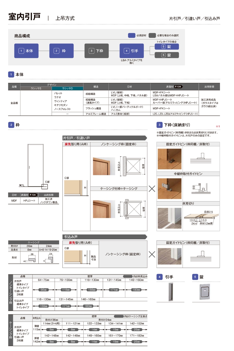 オーダーサイズ 】室内引戸 上吊方式 リクシル ラシッサD キナリモダン