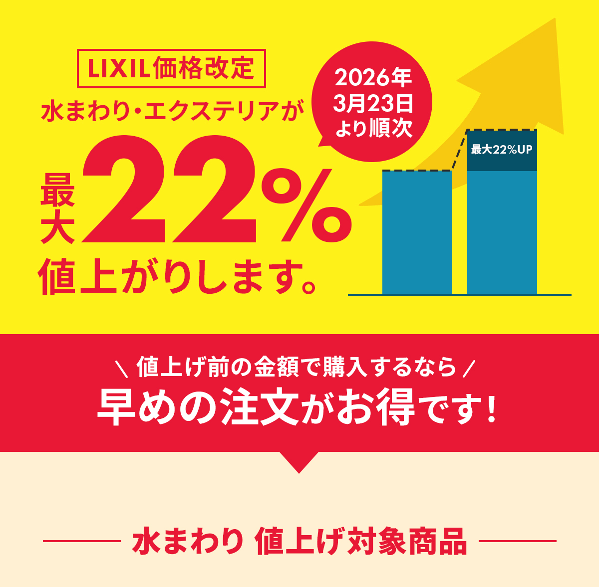 LIXIL価格改定！2026年3月23日より順次...