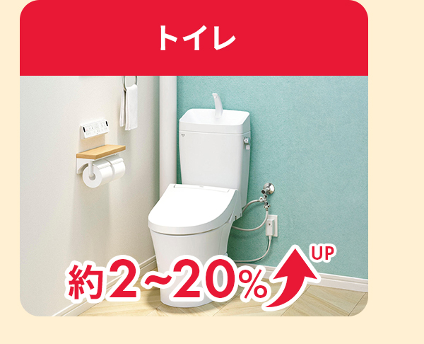 トイレは約2～20％アップ