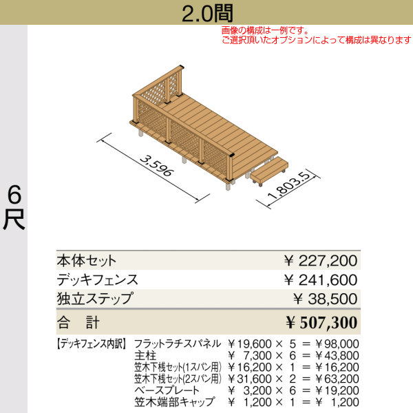 リクシルの人工木ウッドデッキ レストステージの参考構成例
