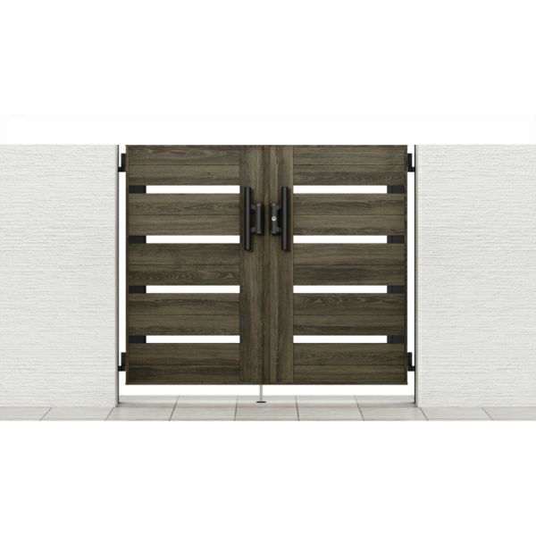 門扉 リクシル 開き門扉AA YS1型 横桟 両開き 08-12/08-14/08-16 柱使用 W1600(800+800)×H1200/1400/1600mm LIXIL 開き門扉 リフォーム