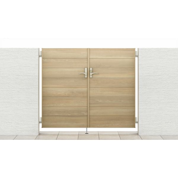 門扉 リクシル 開き門扉AA YM1型 横桟 両開き 07-12/07-14 柱使用 W1400(700+700)×H1200/1400mm LIXIL 開き門扉 リフォーム