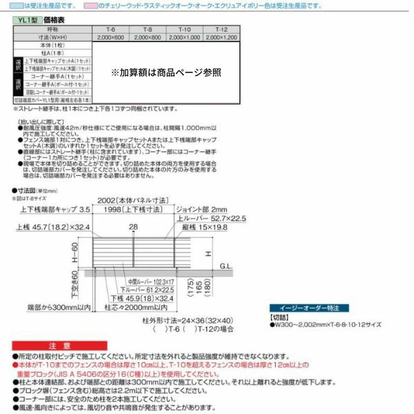 フェンス LIXIL フェンスAA YL1型 T-10 本体 2000×1000mm 6枚目