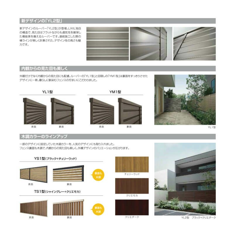 フェンス LIXIL フェンスAB YL2型(横ルーバー2) T-10 本体 2000mm(フリーポールタイプ専用)×1000mm 4枚目