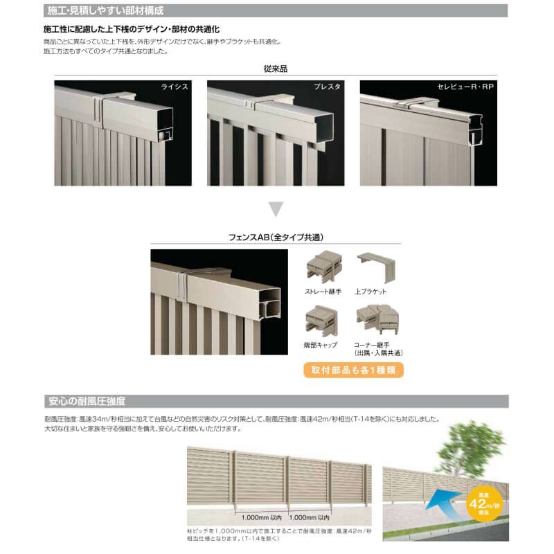 フェンス LIXIL フェンスAB YT2型(採光ルーバー) T-8 本体 2000mm(フリーポールタイプ専用)×800mm 7枚目
