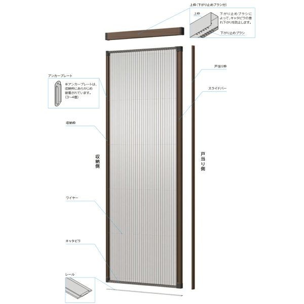 網戸 後付用 しまえるんですα 087206 巾Aw870×高さAh2060mm 標準/補助枠納まり 片開き用 片側収納 リクシル LIXIL 横引き収納網戸 リフォームDIY 7枚目
