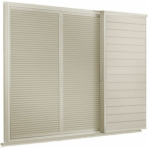 後付け雨戸 LIXIL/TOSTEM 雨戸一筋 半外付型 壁付タイプ ルーバー雨戸 2枚 鏡板付戸袋 オーダーサイズ 幅一筋W1050～1539×高さ一筋H1819～2183mm 台風対策