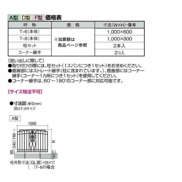 フェンス LIXIL キャスティナA型フェンス Ｔ-6 本体 1000×600mm 3枚目
