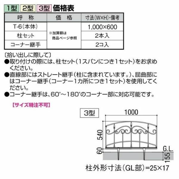 フェンス LIXIL コラゾン3型フェンス Ｔ-6 本体 1000×600mm 3枚目