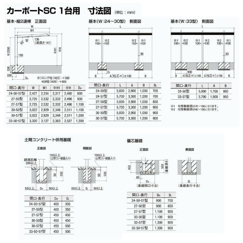 カーポート 1台駐車場 リクシル カーポートSC 1台用(基本) 30-50 カーポート 1台駐車場 リクシル カーポートSC 1台用(基本) 30-50