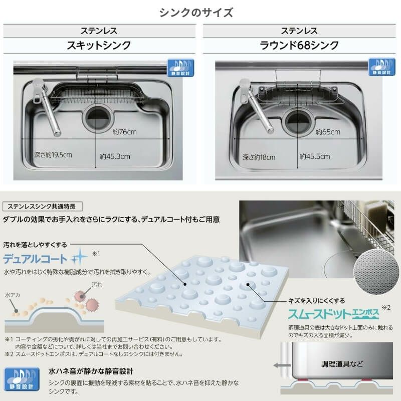 システムキッチン リクシル シエラS 壁付L型 基本プラン ウォールユニットなし 食器洗い乾燥機付 間口240×165/180cm 奥行65cm  グループ1 流し台 おしゃれ 可愛い システムキッチン セミオーダー リフォーム DIY