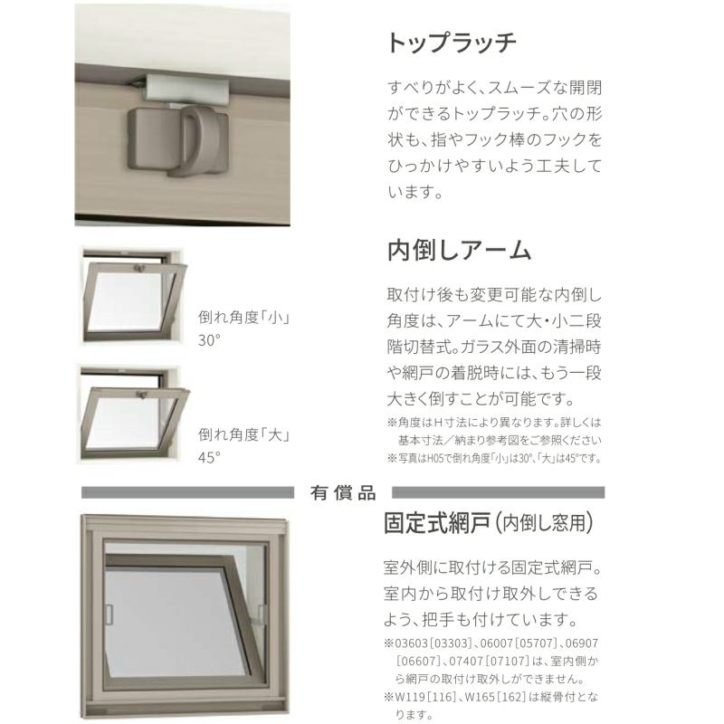 サーモスII-H 内倒し窓 06903（w730mm×h370mm）ネジ付きアングル
