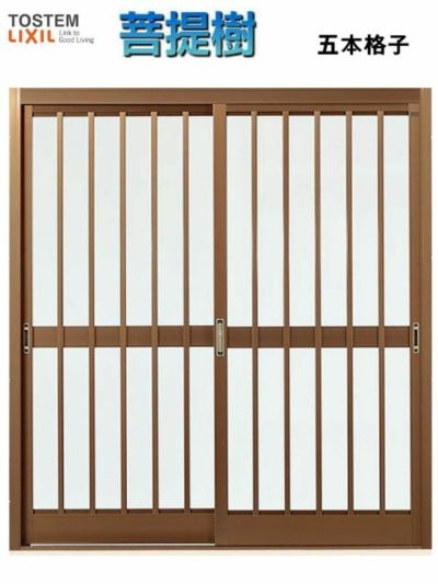 玄関引戸 菩提樹 2枚建 化粧枠 ランマ無 214型(竪繁格子) オータム