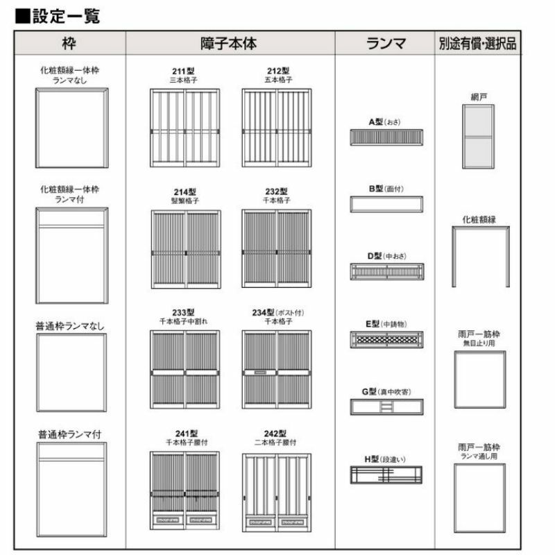玄関引戸 菩提樹 2枚建 普通枠 ランマ無 232型(千本格子) オータムブラウン 6163/6159/61598 (W1891/1790/1800mm×H1847mm) リクシル トステム リフォーム 4枚目