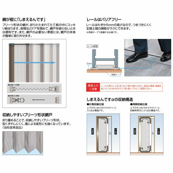 網戸 後付用 しまえるんですα 094224 巾Aw940×高さAh2240mm クローザカバー納まり 片開き用 片側収納 リクシル LIXIL 横引き収納網戸 リフォームDIY 6枚目