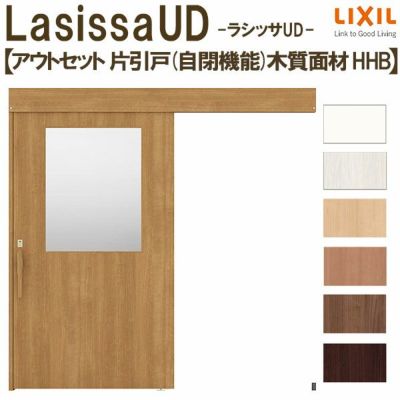 リクシル 室内引戸 ラシッサUD アウトセット方式  片引戸 自閉機能 フリーストップ 木質面材 HHB ノンケーシング枠/化粧縁 採光タイプ 2020/2220/2620 DIY