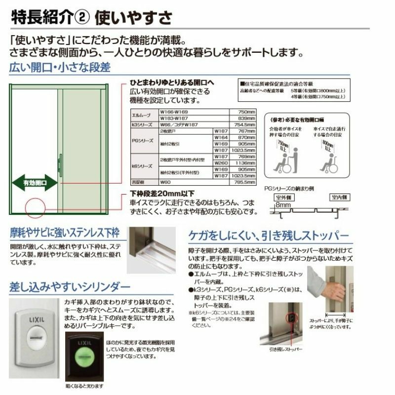 断熱玄関引戸(引き戸) やまとK3 ランマ付き 2枚建戸 16型( 柳格子) LIXIL/TOSTEM 玄関ドア リフォーム DIY 8枚目