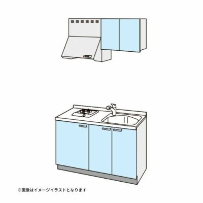 コンパクトキッチン ティオ Tio LixiL 壁付I型 ベーシック W1350mm 間口135cm(グリルなし1口コンロ用) グループ1 リクシル システムキッチン 流し台