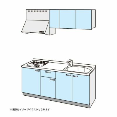 コンパクトキッチン ティオ Tio LixiL 壁付I型 ベーシック W1950mm 間口195cm(グリルなし2口コンロ用) グループ1 リクシル システムキッチン 流し台