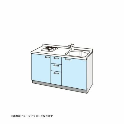 コンパクトキッチン ティオ Tio LixiL 壁付I型 3段引出し W1500mm 間口150cm(グリルなし1口コンロ用) グループ1 リクシル システムキッチン フロアユニットのみ