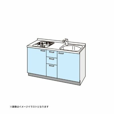 コンパクトキッチン ティオ Tio LixiL 壁付I型 3段引出し W1500mm 間口150cm(グリルなし2口コンロ用) グループ1 リクシル システムキッチン フロアユニットのみ