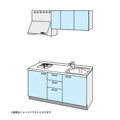 コンパクトキッチン ティオ Tio LixiL 壁付I型 3段引出し W1650mm 間口165cm(グリルなし1口コンロ用) グループ1 リクシル システムキッチン 流し台