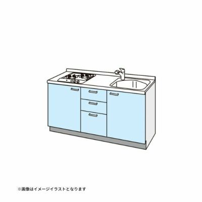 コンパクトキッチン ティオ Tio LixiL 壁付I型 3段引出し W1650mm 間口165cm(グリルなし2口コンロ用) グループ1 リクシル システムキッチン フロアユニットのみ