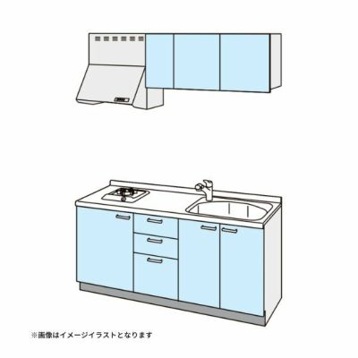 コンパクトキッチン ティオ Tio LixiL 壁付I型 3段引出し W1800mm 間口180cm(グリルなし1口コンロ用) グループ1 リクシル システムキッチン 流し台