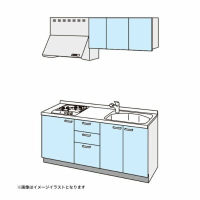 コンパクトキッチン ティオ Tio LixiL 壁付I型 3段引出し W1800mm 間口180cm(グリルなし2口コンロ用) グループ1 リクシル システムキッチン 流し台