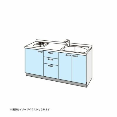 コンパクトキッチン ティオ Tio LixiL 壁付I型 3段引出し W1800mm 間口180cm(グリルなし1口コンロ用) グループ1 リクシル システムキッチン フロアユニットのみ