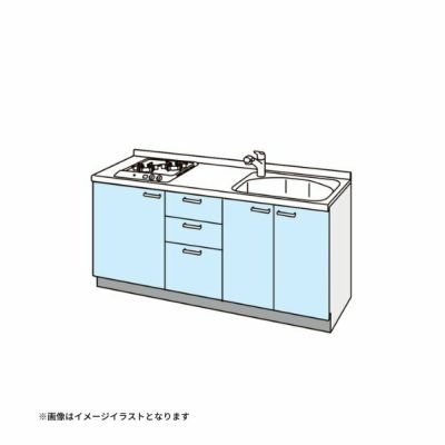 コンパクトキッチン ティオ Tio LixiL 壁付I型 3段引出し W1800mm 間口180cm(グリルなし2口コンロ用) グループ1 リクシル システムキッチン フロアユニットのみ