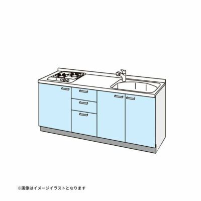 コンパクトキッチン ティオ Tio LixiL 壁付I型 3段引出し W1950mm 間口195cm(グリルなし2口コンロ用) グループ3 リクシル システムキッチン フロアユニットのみ