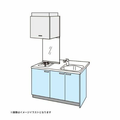 コンパクトキッチン ティオ Tio LixiL ペニンシュラI型 ベーシック W1374mm 間口137.4cm 奥行97cm(グリルなし1口コンロ用) グループ1 リクシル システムキッチン