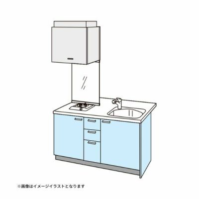 コンパクトキッチン ティオ Tio LixiL ペニンシュラI型 3段引出し W1524mm 間口152.4cm 奥行97cm(グリルなし1口コンロ用) グループ2 リクシル システムキッチン