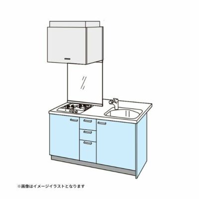 コンパクトキッチン ティオ Tio LixiL ペニンシュラI型 3段引出し W1524mm 間口152.4cm 奥行97cm(グリルなし2口コンロ用) グループ1 リクシル システムキッチン