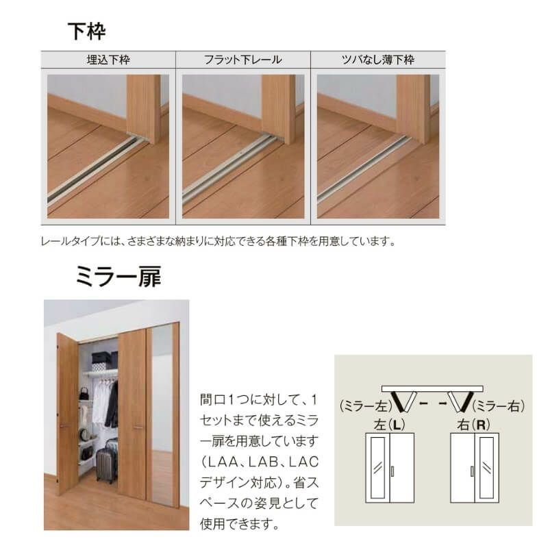 【オーダーサイズ 】リクシル ラシッサD ヴィンティア クローゼット 2枚折れ戸 レールタイプ AVCF-LAC ノンケーシング枠 W542～942mm×H1545～2425mm 6枚目