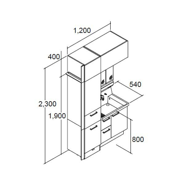 ピアラ 洗面台本体 AR3H-755SY/■H ミラーキャビネット MAR3-753KXJU トール/アッパーキャビネット フィラー セット 間口1220mm LIXIL リクシル INAX イナックス 3枚目