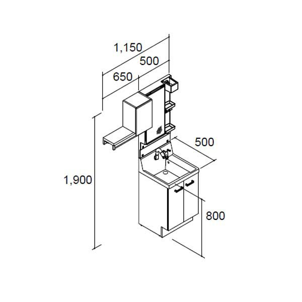 ピアラ 洗面台本体 AR3N-505SY/■H ミラーキャビネット MAR3-501TXJU ランドリーキャビネット ARK-652FL/■ セット 間口1550mm LIXIL リクシル INAX イナックス 3枚目