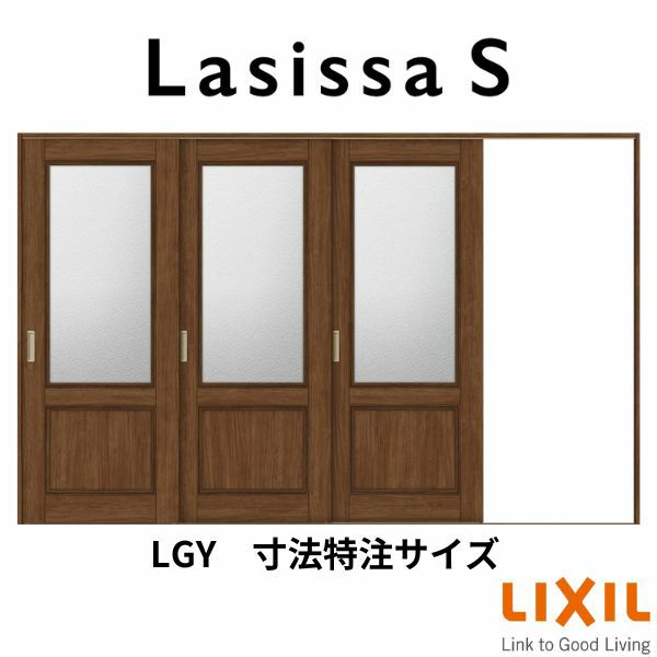 オーダーサイズ リクシル ラシッサＳ 室内引戸 Vレール方式 片引戸3枚建 ASKT-LGY ノンケーシング枠  W2308～3916mm×Ｈ1728～2425mm | リフォームおたすけDIY