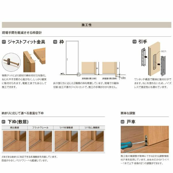オーダーサイズ リクシル ラシッサＳ 室内引戸 Vレール方式 引違い戸3枚建 ASHT-LGY ケーシング付枠 W1748～2954mm×Ｈ1728～2425mm 12枚目