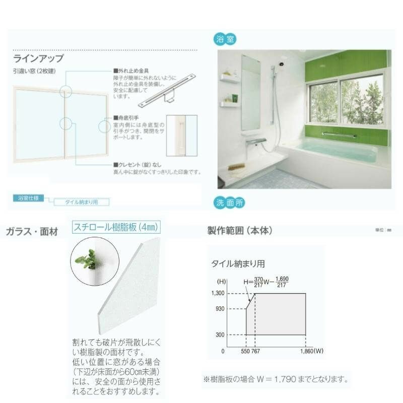 エコ内窓 引き違い窓 浴室仕様 タイル納まり スチロール樹脂板パネル 巾1001-1500mm 高さ1001-1300mm YKKap LiteU ykk 引違い窓 ライトユー Lite U 二重窓 防音 3枚目
