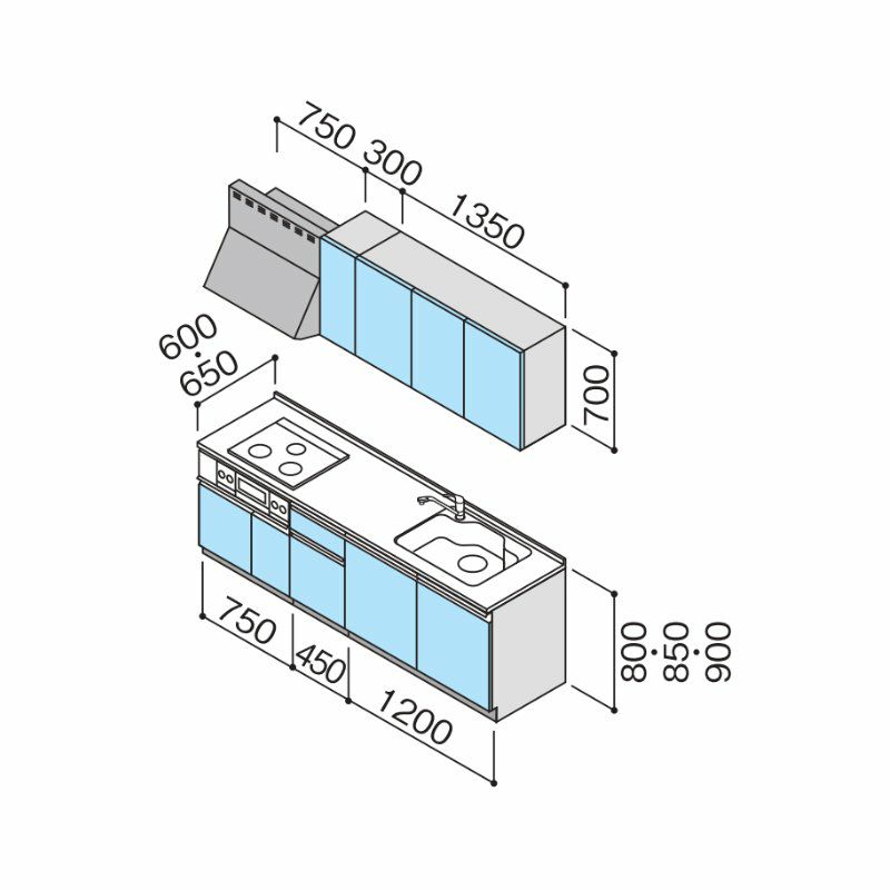 システムキッチン ラクエラ W2400mm I型 開き扉プラン シンシア システムキッチン ラクエラ W2400mm I型 開き扉プラン シンシア