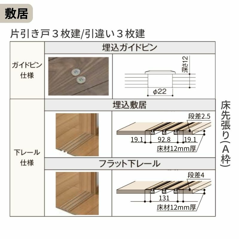 可動間仕切り 引き違い戸 3枚建 引戸上吊方式 ラシッサS パネルタイプ LAY ノンケーシング枠 2420/2423 リクシル トステム 室内引戸 引違い戸 リフォーム DIY 8枚目