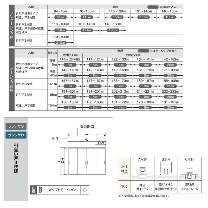 【オーダーサイズ 】リクシル ラシッサD ヴィンティア 可動間仕切り 引違い戸 4枚建 AVMHF-LAY ノンケーシング枠 Ｗ2149～3949mm×Ｈ1750～2425mm 5枚目