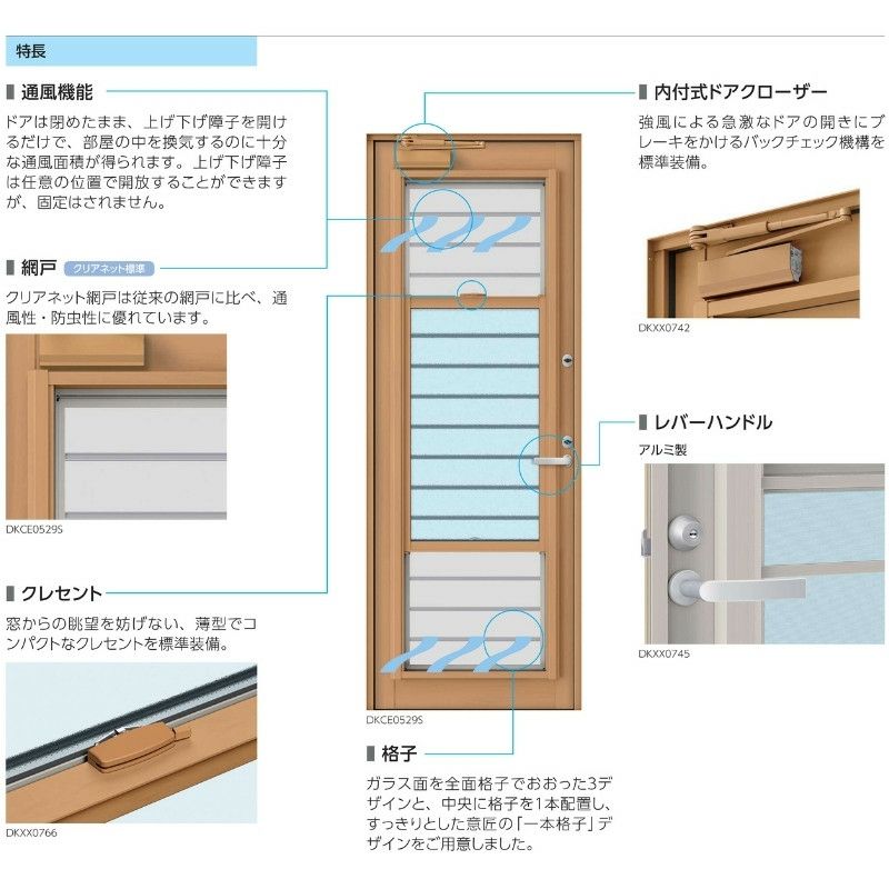 勝手口 通風ドア 半外付 06020 エピソードⅡ ＮＥＯ W640×H2030 mm YKKap 断熱 樹脂アルミ複合 サッシ 勝手口 通風 ドア  窓 リフォーム DIY