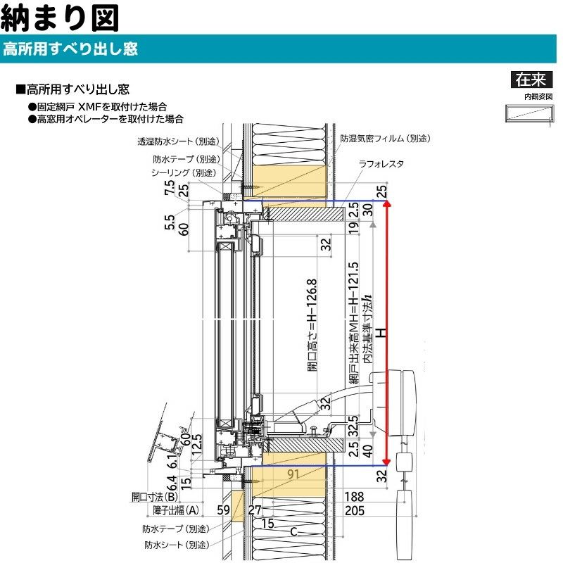 高所用すべり出し窓 11903 エピソードⅡ ＮＥＯ W1235×H370 mm YKKap 断熱 樹脂アルミ複合 サッシ 高所用 すべり出し 窓  リフォーム DIY