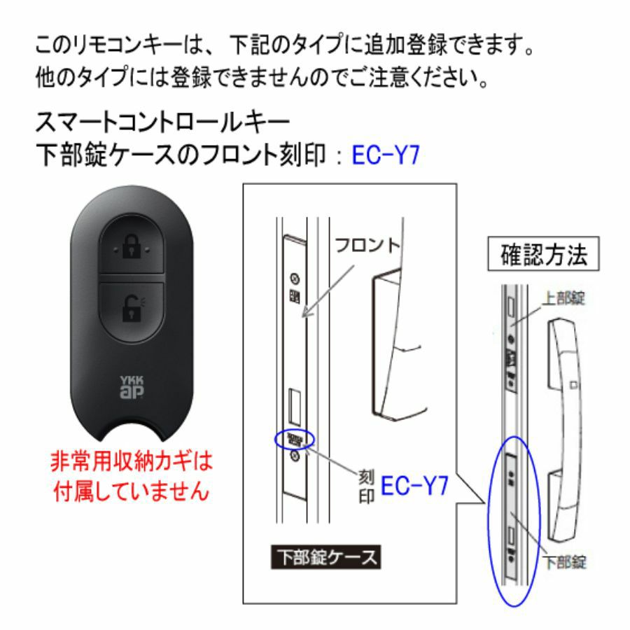 YKKAP 玄関ドア スマートコントロールキー用リモコンキー：追加用 